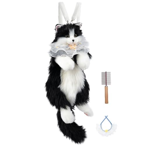 Image of Chongker Stuffed Realistic Cat Plush Backpack, Cute and Soft Cat Shaped Backpack with Detachable Straps, Enough Room to Hold Keys, Wallet & Cosmetics, Gifts for Girls & Women