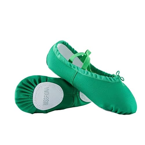 Image of missfiona Canvas Ballet Shoes Women Adult Split Sole Dance Slipper Ballroom Flat(3 UK, Green)