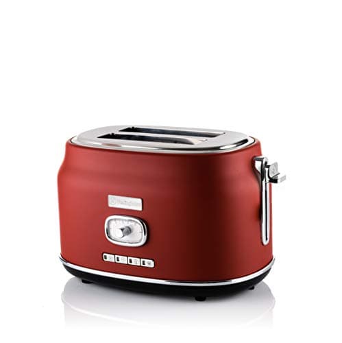 Image of Westinghouse Retro 2-Slice Toaster - Six Adjustable Browning Levels - with Self Centering Function & Crumb Tray - Including Warm Rack for Bread, Bagels, Sandwiches, & Croissants - Red