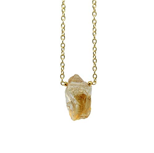 Image of Gempires Natural Raw Citrine Crystal Pendant Necklaces Lucky November Birthstone Gifts Hypoallergenic Jewelry with Gold Plated 18 inch Adjustable Chain