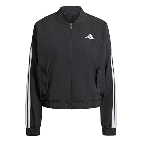 Image of adidas Women's ESSENTIALS 3-STRIPES LIFESTYLE WOVEN BOMBER JACKET, black/white, XL