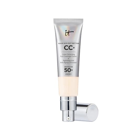 Image of IT Cosmetics CC+ Cream SPF 50+ Full-Coverage CC Foundation, Hydrating Skincare, With Hyaluronic Acid, Niacinamide & Vitamin E for a Radiant Finish, Your Skin But Better, Shade: Fair Porcelain, 32ml