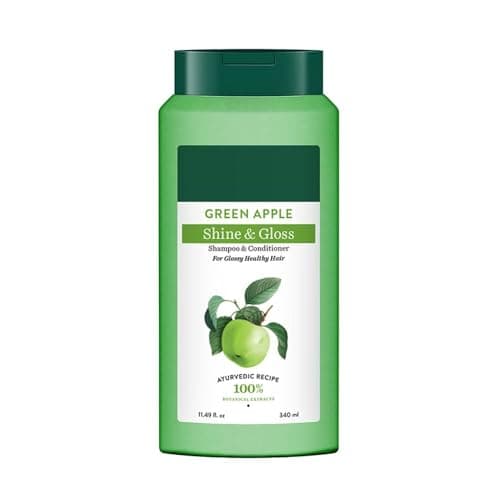Image of Green Apple Shine & Gloss Shampoo & Conditioner | Promotes Healthy, Glossy Hai.r | Nourishes Scalp & Softens Hai.r | 100% Botanical Extracts | Suitable for All Hai.r Types | 340ml