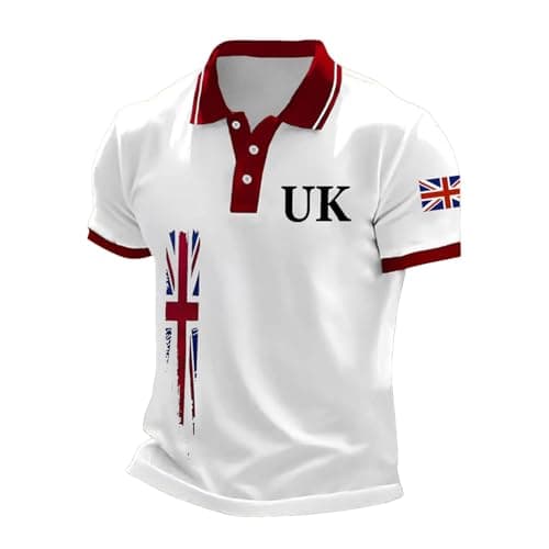 Image of NNGOTD Union Jack Men's 1/4 Zip Polo Shirts with Pocket Summer Short Sleeve Breathable Quick Dry Golf Tennis Tops Casual Smart Work T Shirt King Charles Coronation Blouse (White,XL)