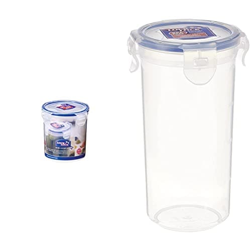 Image of Lock & Lock HPL932D Round Storage Container - Clear/Blue, 700ml & 430ml Round Food Container