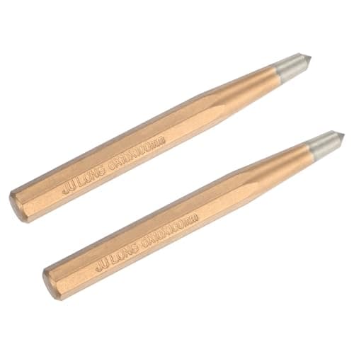 Image of M METERXITY 2-Pack Center Punch 6mm Shank Point, 10x100mm Alloy Steel Center Punch Tool, Impact Resistant Metal Punch Center for Mark/Drilling/Punching/Scribing/Locator/Starting Nail [Golden]