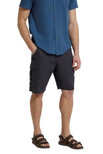 Image of Mountain Warehouse Lakeside Mens Shorts - 100% Durable Twill Cotton Cargo Shorts, Durable Shorts, 6 Pockets - Spring Summer, Walking, Running, Hiking & Camping Dark Grey Men's W32