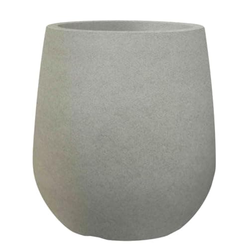 Image of Gardening Naturally Grey Flower Pot Large Stone Effect Plant Pot Indoor Outdoor Cement Style Planter UV Frost Resistant Lightweight Modern Grey Design (Small)