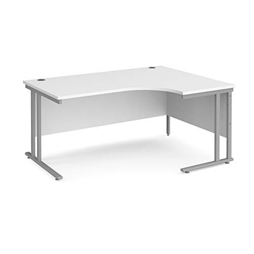 Image of Mr Office Maestro 25 right hand ergonomic desk - silver cantilever leg, White, 1600