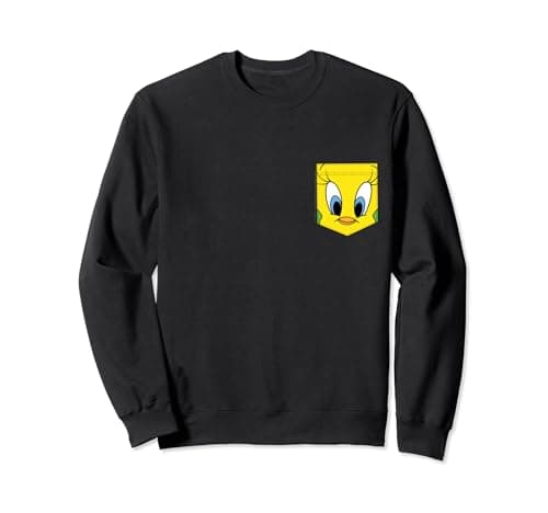 Image of Looney Tunes Tweety Pie Face Faux Pocket Sweatshirt