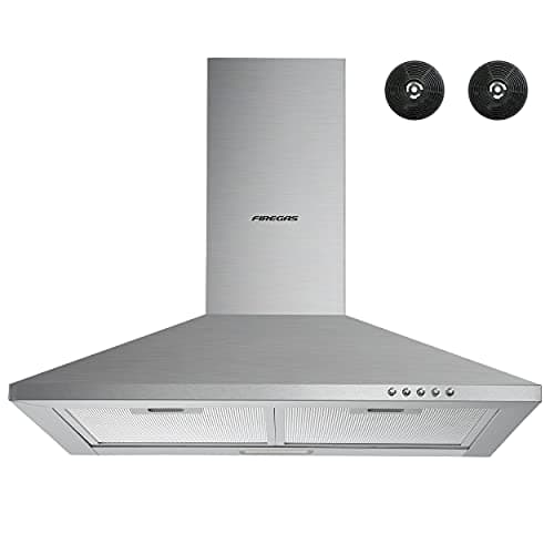 Image of FIREGAS Cooker Hoods 60cm with Carbon Filters 308m³/h Stainless Steel Extractor Hood Recirculating Cooker Hood 600mm Kitchen Extractor Fan,Silver