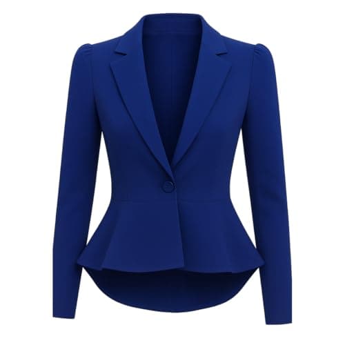 Image of P&R DANCEWEAR LTD Ladies Long Sleeved Crop Frill Slim Fit Peplum Blazer Modern Jacket Coat (Royal Blue, 16)