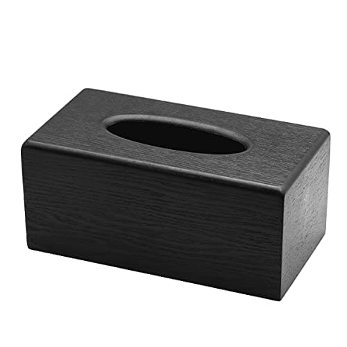 Image of huahuo Tissue Box Wooden Tissue Box Rectangular facial Tissue Dispenser Holder for Kitchen Living Room Restaurant and Hotel(Black)