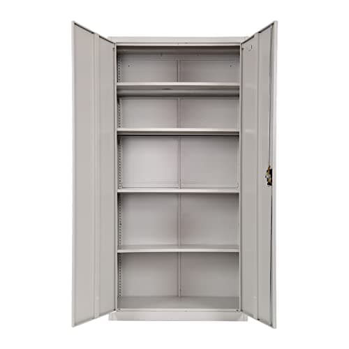 Image of Frideko Metal Storage Cabinet 90 x 40 x 185 cm - Lockable Cabinet with 2 Doors and 4 Adjustable Shelves, Storage Cupboard with Lock for Home, Office, Warehouse, Light Grey