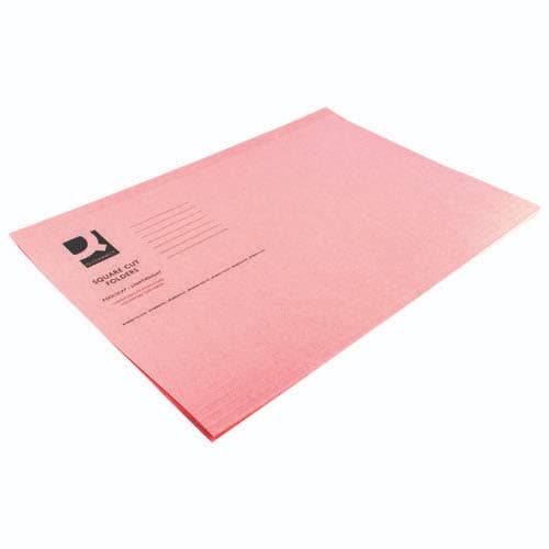 Image of Q-Connect Square Cut Folder Lightweight 180gsm Foolscap Pink (Pack of 100) KF26029 + Free Finchley Refill Pen