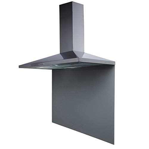 Image of SIA 100cm Stainless Steel Chimney Cooker Hood Extractor & Grey Glass Splashback