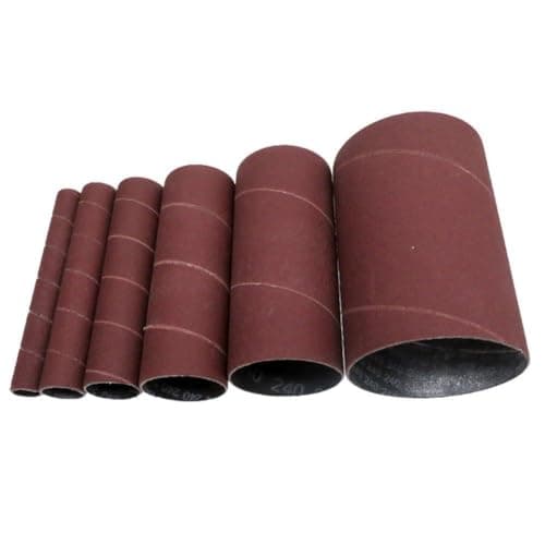 Image of EasyByMall 6pcs Sanding Drum Sleeves Kit 4.5 Inch 240 Grit Alumina Abrasive Bands for Wood Metal Plastic Polishing Grinding and Finishing