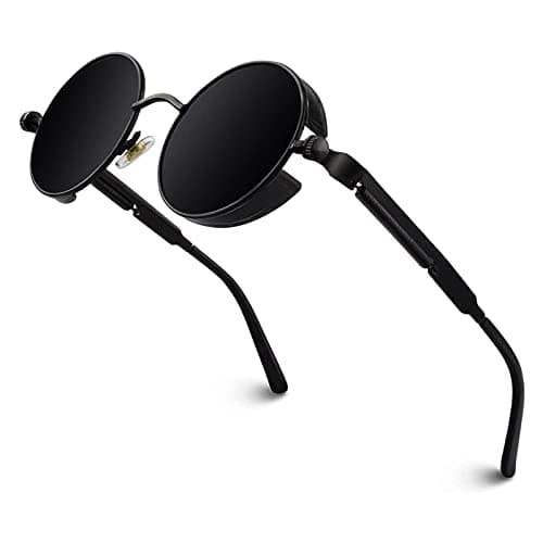 Image of GQUEEN Retro Round Circle Polarised Steampunk Sunglasses Mens Womens UV400 Protection