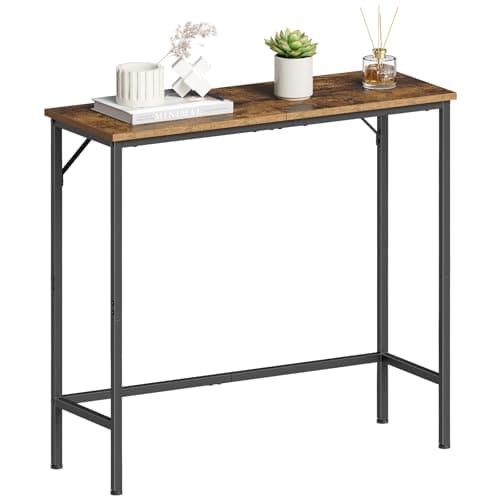 Image of Asgolion Console Table, Slim Console Tables for Hallway, Compact Sofa Table with Adjustable Feet, for Small Spaces Living Room, Bedroom, Entryway, Hall, Rustic Brown