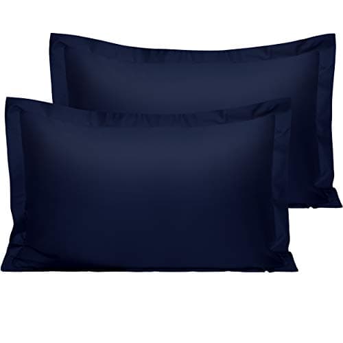 Image of NTBAY 2 Pack 500 Thread Count 100% Egyptian Cotton Oxford Pillowcases, Super Soft and Breathable Euro Standard Pillow Cases | Hotel Quality Pillow Shams, 50x75 cm, Navy