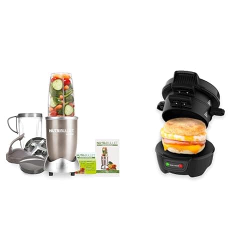 Image of nutribullet blender NBLP9 900W Blender Champagne Multi-Function Cold Beverage Smoothie Maker- 2 Cup Sizes and Stay Fresh Lid - Drew & Cole Breakfast Electric Sandwich Maker
