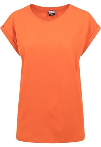 Image of Urban Classics Women's Ladies Extended Shoulder Tee T-Shirt, Rust Orange, XL