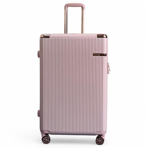 Image of Infinity Leather Expandable Rose Gold Suitcase Large 28-Inch Hard Shell Travel Luggage Lightweight Durable High Capacity with Double Spinner Wheels TSA Lock (L(77cm 123L))
