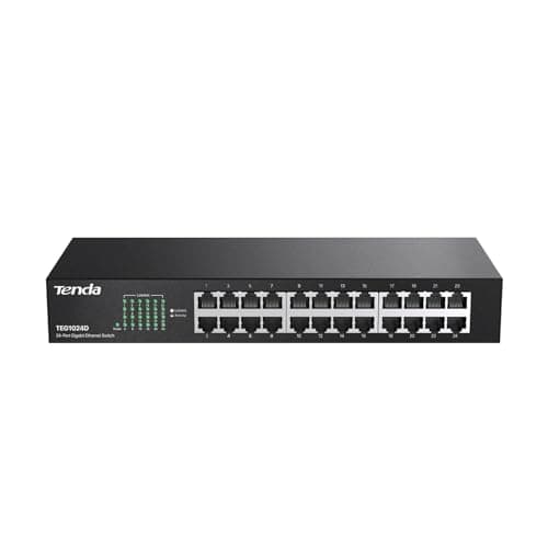 Image of Tenda 24-Port Gigabit Ethernet Switch Unmanaged Network Switch (Fanless, Plug and Play, Desktop / Wall / Rack Mounting, 6kV Lightning Protection, Steel Case)(TEG1024D)