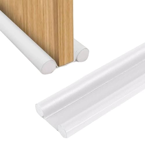 Image of Henyall 37in/96cm Double Under Door Draught Excluder, Draft Excluder for Doors,Draught Excluder Strip for Bottom of Dóor,Adjustable Soundproof Draúght Excluder for Reduce Noise Draught Dust（White）