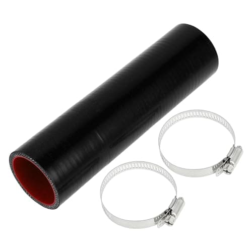 Image of X AUTOHAUX 1 Set 45mm 1.77" ID 200mm 7.87" Length 0 Degree Black Red Car Silicone Hose with Clamps Coolant Hose Universal