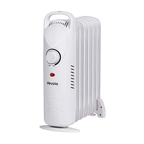 Image of Devola Platinum 2500W 11 Fin Oil Filled Radiator, Quiet Electric Heater, Digital Thermostat, ECO Mode, 24H Timer, Child Lock, Overheat & Tip-Over Protection, Portable, Free Standing, Black (Mini)