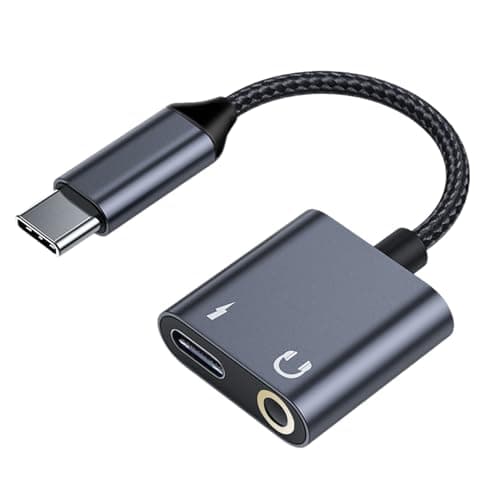 Image of USB C Headphones Adapter - Audio Dongle USB C To 3.5mm Headphone Jack, 2-in-1 Headphone Adapter | usb'c Headphone Adapter, Fast Charging USB Type C Cable, Audio Cord for Phones Tablets
