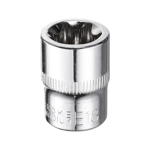 Image of sourcing map E-Torx Socket 3/8" Drive E18 Star Female Socket 1.1" Length External Torx Deep Sleeve CR-V Chrome Plating 6 Point Spline Sleeve for Auto Repairs Home Maintenance