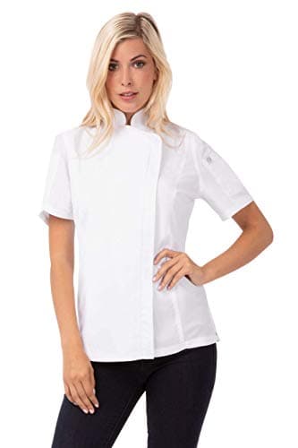 Image of Chef Works BB052-M Women's Springfield Zip Chefs Jacket, Medium Size, Black/White