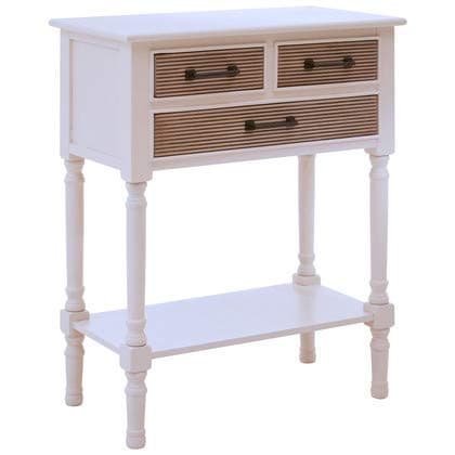 Image of Premier Housewares 3 Drawer Console Table for Hallway & Living Room, w60 x d33 x h75cm, Pearl White - Heritage