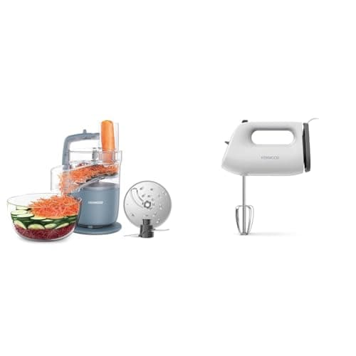 Image of Kenwood, MultiPro Go FDP22.130GY, Food Processor, for Chopping, Slicing, Grating & QuickMix Lite, Lightweight Hand Mixer Twin Beaters with Slow Speed Start, SureEject Tool