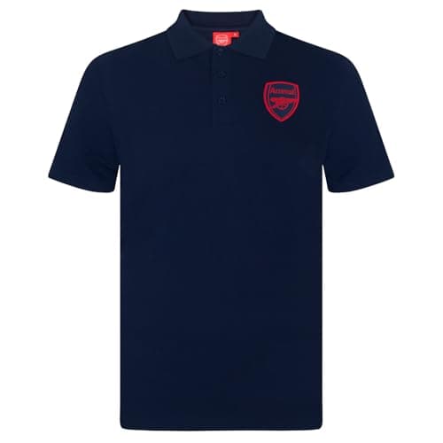 Image of Arsenal FC Official Football Gift Mens Crest Polo Shirt Navy Blue Medium