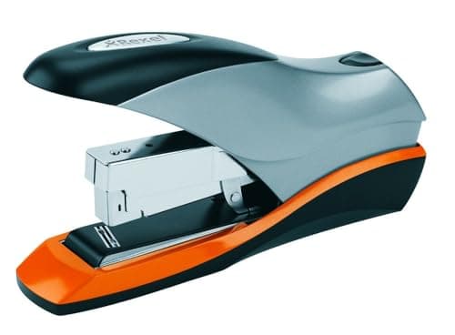 Image of Rexel Optima 70 Low Force Heavy Duty Stapler, 70 Sheet Capacity, Flat Clinch Stapling, Includes Optima Staples, Silver/Black, 2102359