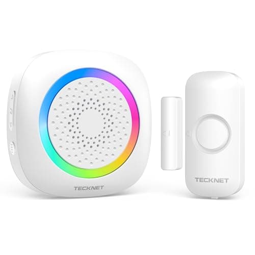 Image of TECKNET Wireless Door and Window Open Sensor Alarm Chime, 1000Ft Operating Range 61 Chimes Adjustable Volume with Mute Mode LED Indicators Door Open Alert, Door Alarm Sensor for Home Store Office