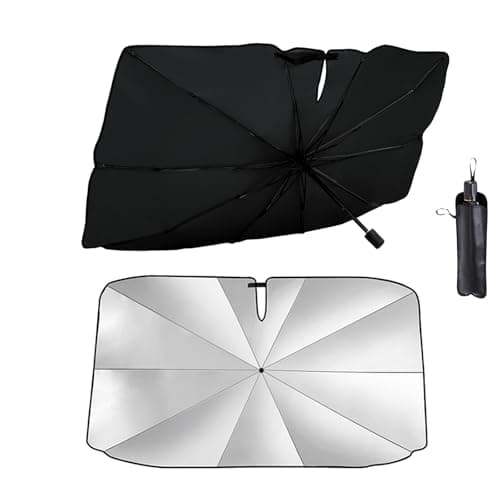 Image of Car Windshield Sun Shade Umbrella, Front Windscreen Sunshade, 360° Rotation Foldable and Bendable Support Bar, Reflective UV Dust Protector, Keeps Vehicle Cooler, for Cars Trucks SUV