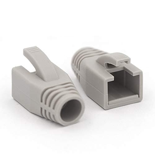 Image of VCE RJ45 Strain Relief Boots for Cat6A/Cat7 Network Plugs, 20-Pack Ethernet Connector Protection Cover in Grey