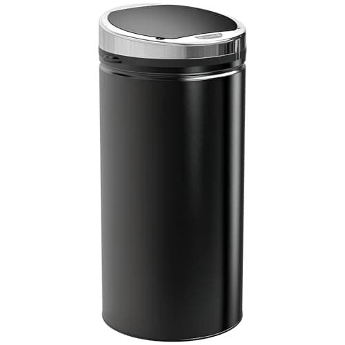 Image of HOMCOM 42L Sensor Bin with Quiet Soft-Close Lid, Automatic Touchless Motion Sensor Rubbish Bin with Fingerprint Resistant, Stainless Steel for Hygienic Kitchen, Home Office Use, Black