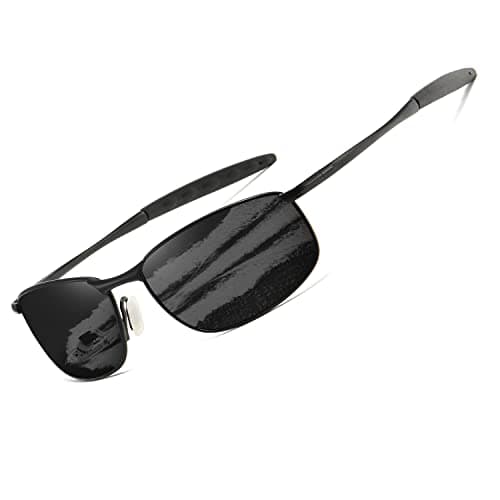 Image of kimorn Polarized Sunglasses For Men Retor Rectangle Frame Classic Sun Glasses K0535 (Black)