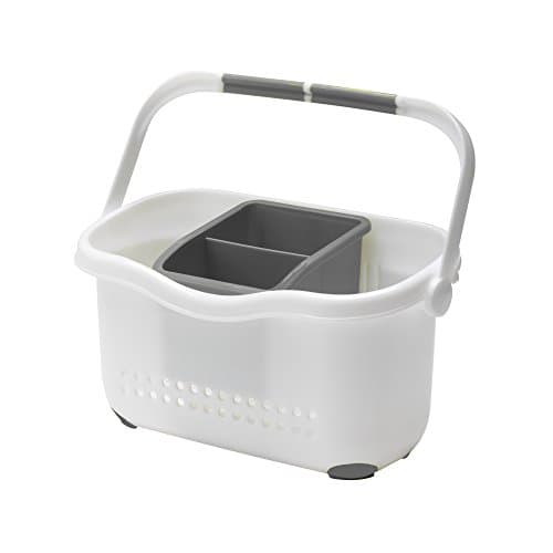 Image of Addis 517764 Premium Sink Cutlery Draining Storage Caddy, White/Grey, 12 x 24 x 20.5 cm