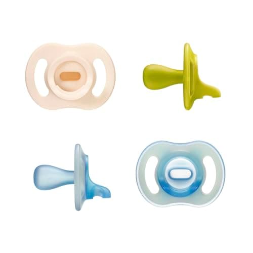 Image of Tommee Tippee Ultra-Light StayPut Day and Night Dummies, 6-18m, 4 Pack, One-Piece Silicone Soother, Soft Skin Feel