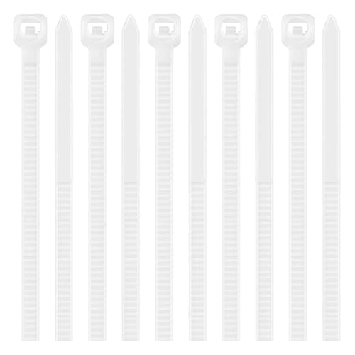 Image of 100 Pack Cable Ties White, 6 inch Zip Ties, 3.6mm x 150mm Tidy Wires Long 40lbs Tensile Strength with UV Resistant, Nylon Plastic Self Locking Large Heavy Duty Cable Wrap for Home Workshop and Garden