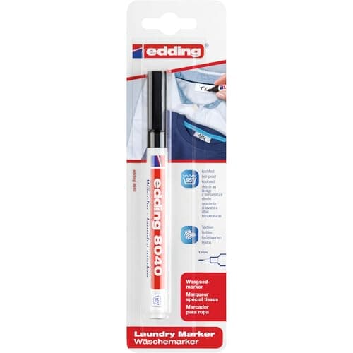 Image of edding 8040 laundry marker - black - 1 pen - round nib 1 mm - textile marker for labelling clothes, wash-resistant at 95°C - laundry pen