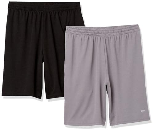 Image of Amazon Essentials Men's Athletic Basketball Gym, Performance Tech Loose-Fit Training Shorts, Pack of 2, Black/Grey, XL