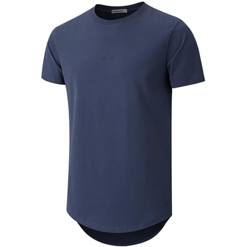 Image of VEIISAR Men's Heavy Weight Crew Neck Short Sleeve T Shirt - Mens 100 Cotton Thick Longline T-Shirts (X363 Royal Blue M)