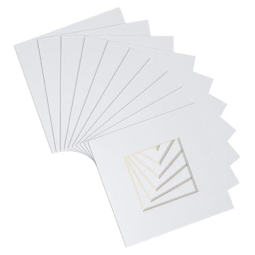 Image of Nicola Spring 10pc Picture Photo Mounts Set - To Fit Frame Size 4 x 4 for Image Size 2 x 2 - White